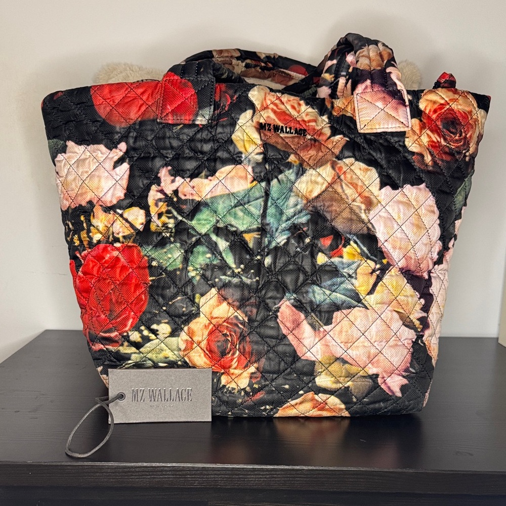 MZ Wallace Medium Metro Tote in Rose Print Quilted Oxford